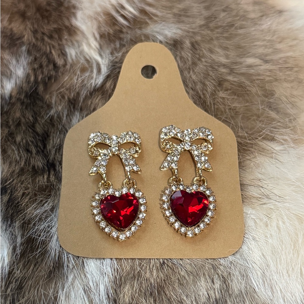 Heart and bow earrings